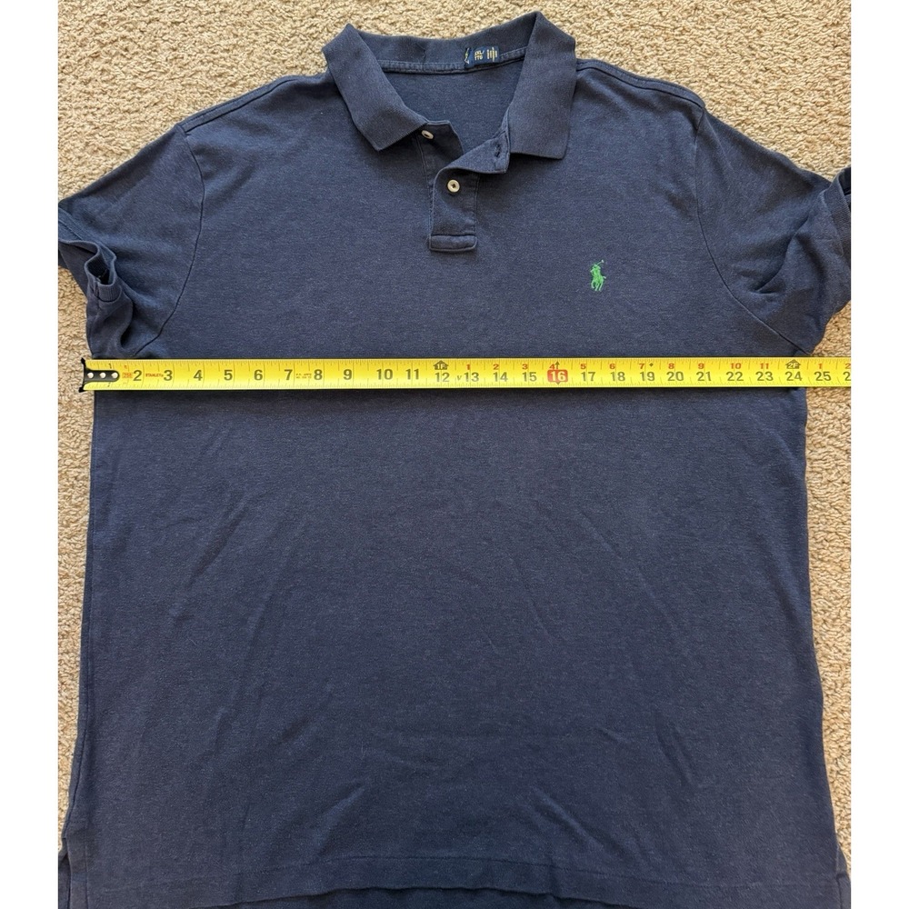 Polo Ralph Lauren Mens Polo Shirt Soft Cotton Navy Blue Green Pony Logo Size XXL - Picture 5 of 6